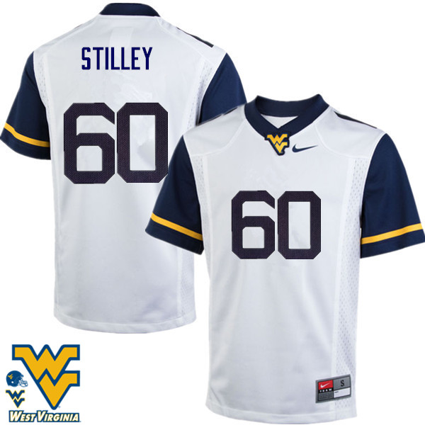 Men #60 Adam Stilley West Virginia Mountaineers College Football Jerseys-White